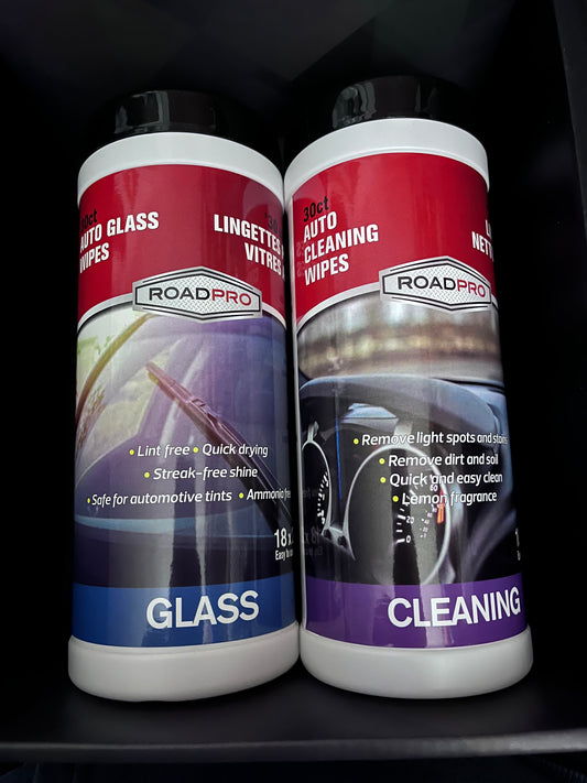 Road Pro Glass & Cleaning Auto Wipes 30ct